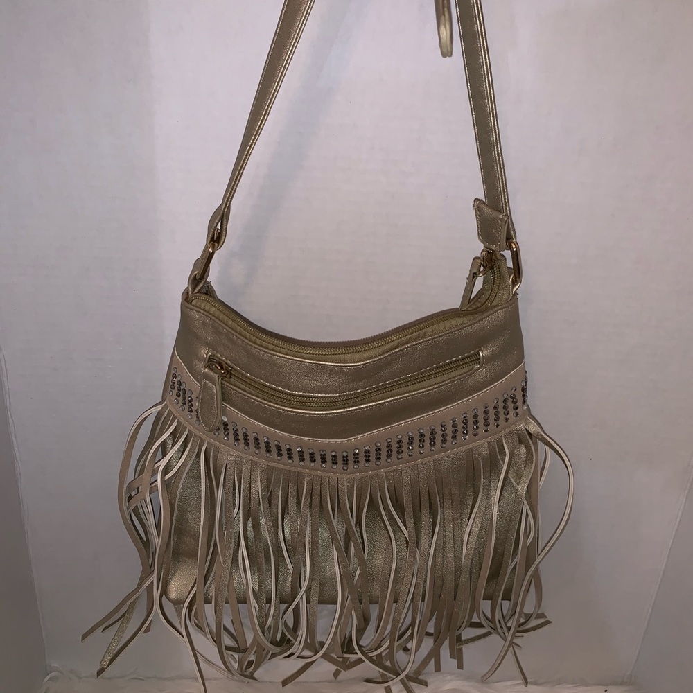 Gold Rhinestone Fringe Purse